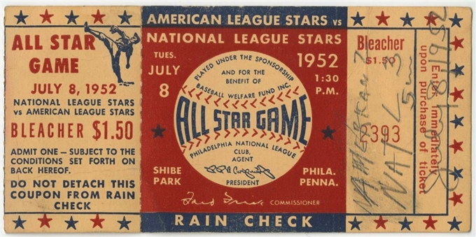 1952 All-Star Game Ticket Stub